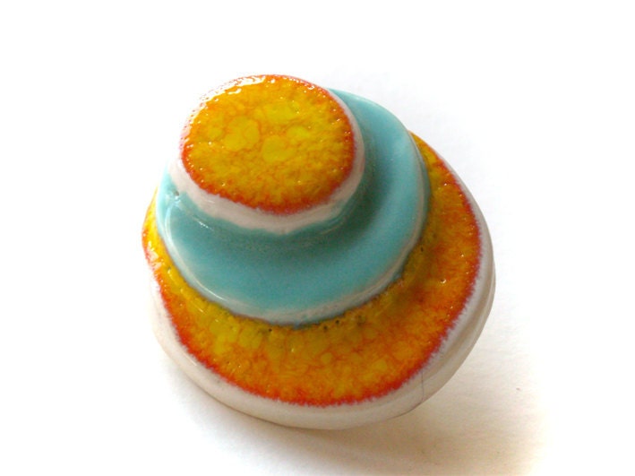 Orange, yellow and turquise brooch
