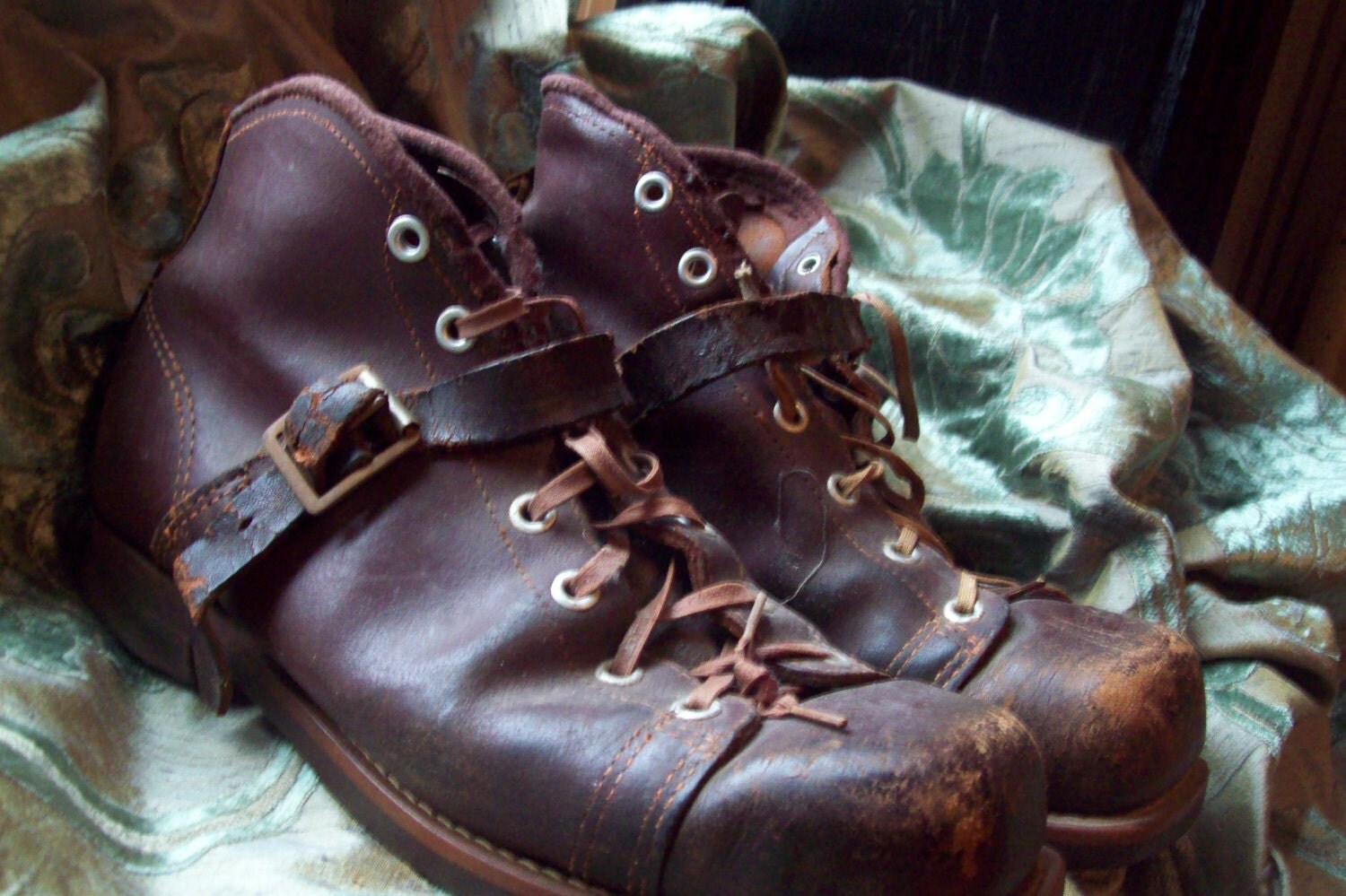 Vintage leather ski boots