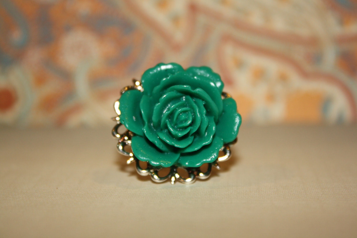 Flower and Filigree Ring in your choice of color . . .