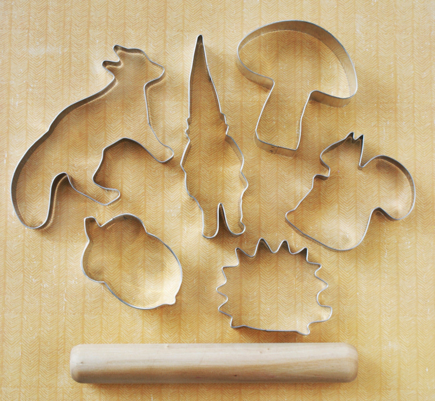 Forest Friends. Cookie Cutter Set. with mini french-style rolling pin.