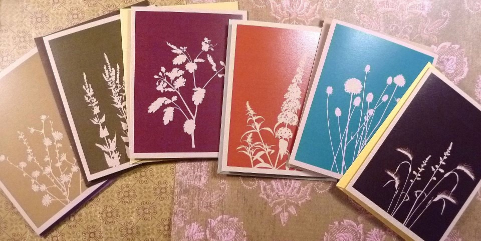 Fall floral silhouette on kraft cards