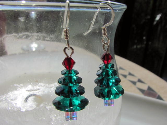 Swarovski Crystal Christmas Tree Earrings