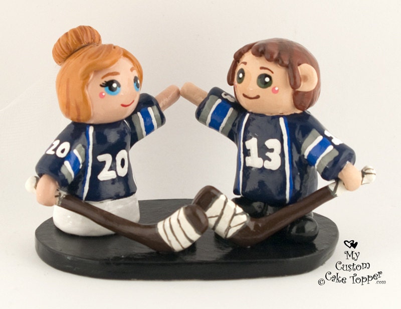 Hockey Wedding Cake Topper Bride and Groom