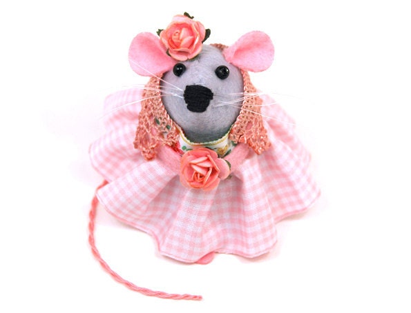 Hippy Mouse ornament felt rat hamster mice cute gift for animal lover or collector - Flower the Hippie Mouse - READY TO SHIP