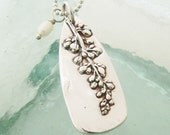 Fine Silver Liriope Bud with Freshwater Pearl