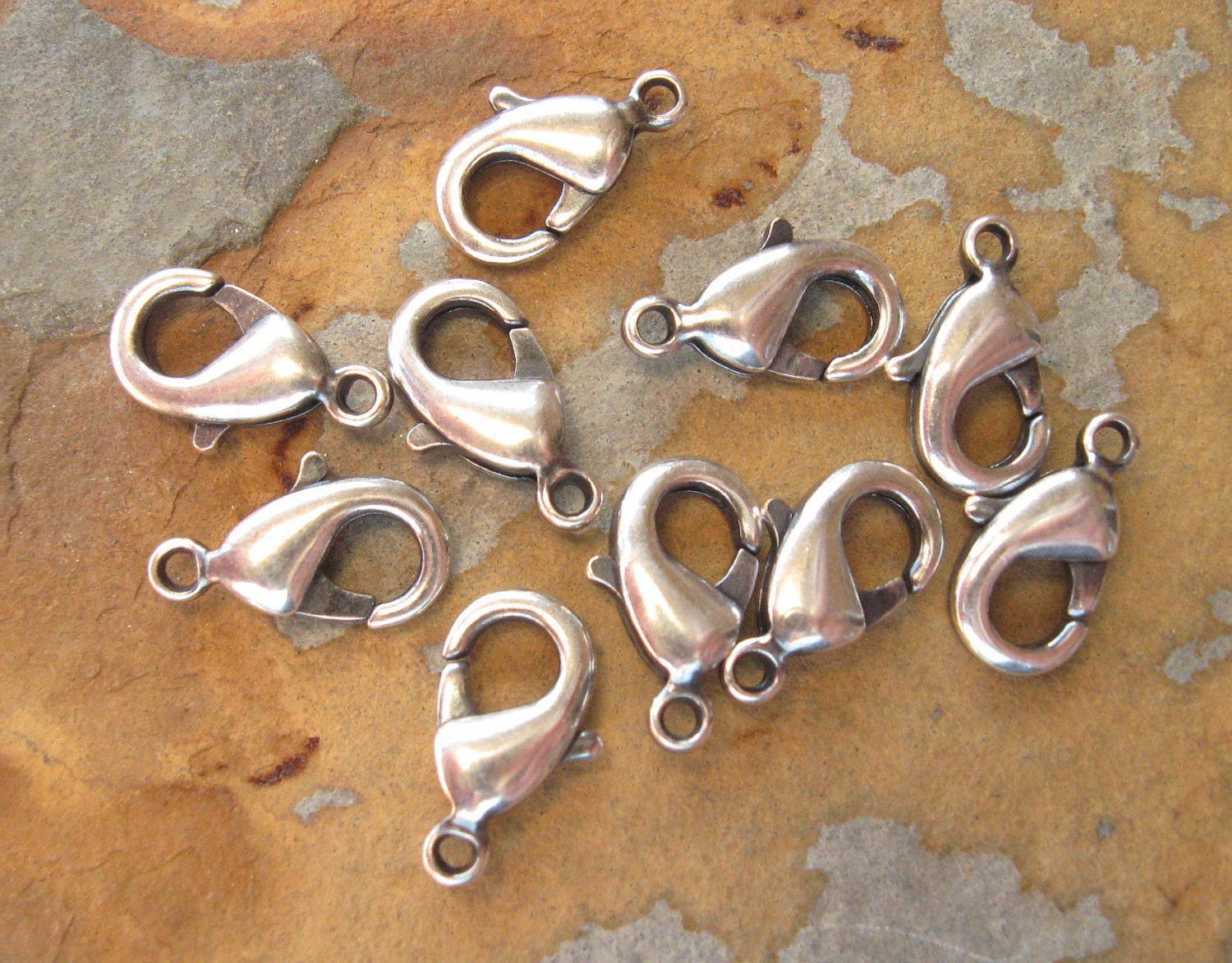4 Trinity Brass Co. Lobster Clasp 12mm Antique Silver LOW SHIPPING