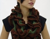 Extra long hand made bi-color ruffle scarf