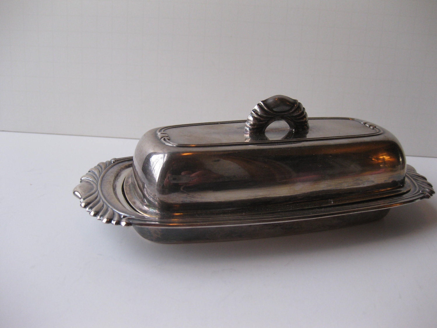 Elegant Vintage Silverplate and Glass Three Piece Butter Dish