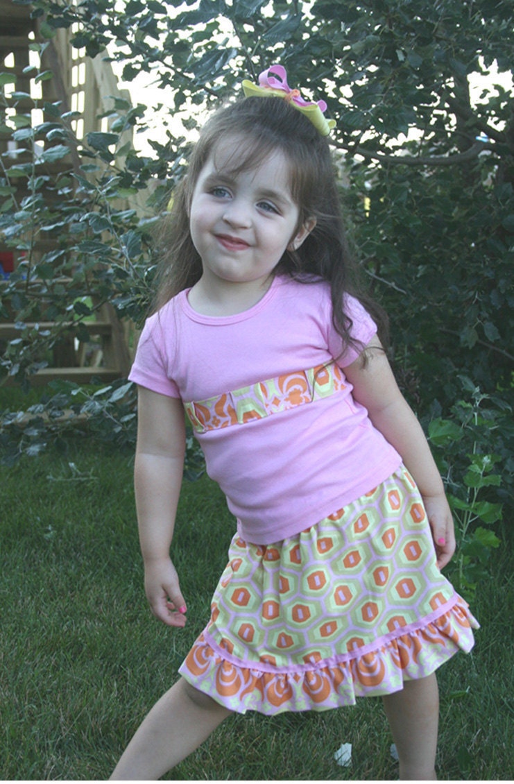 FROCKS with SOCKS 2T Retro Sundae Ruffle Skirt with Patchwork TShirt