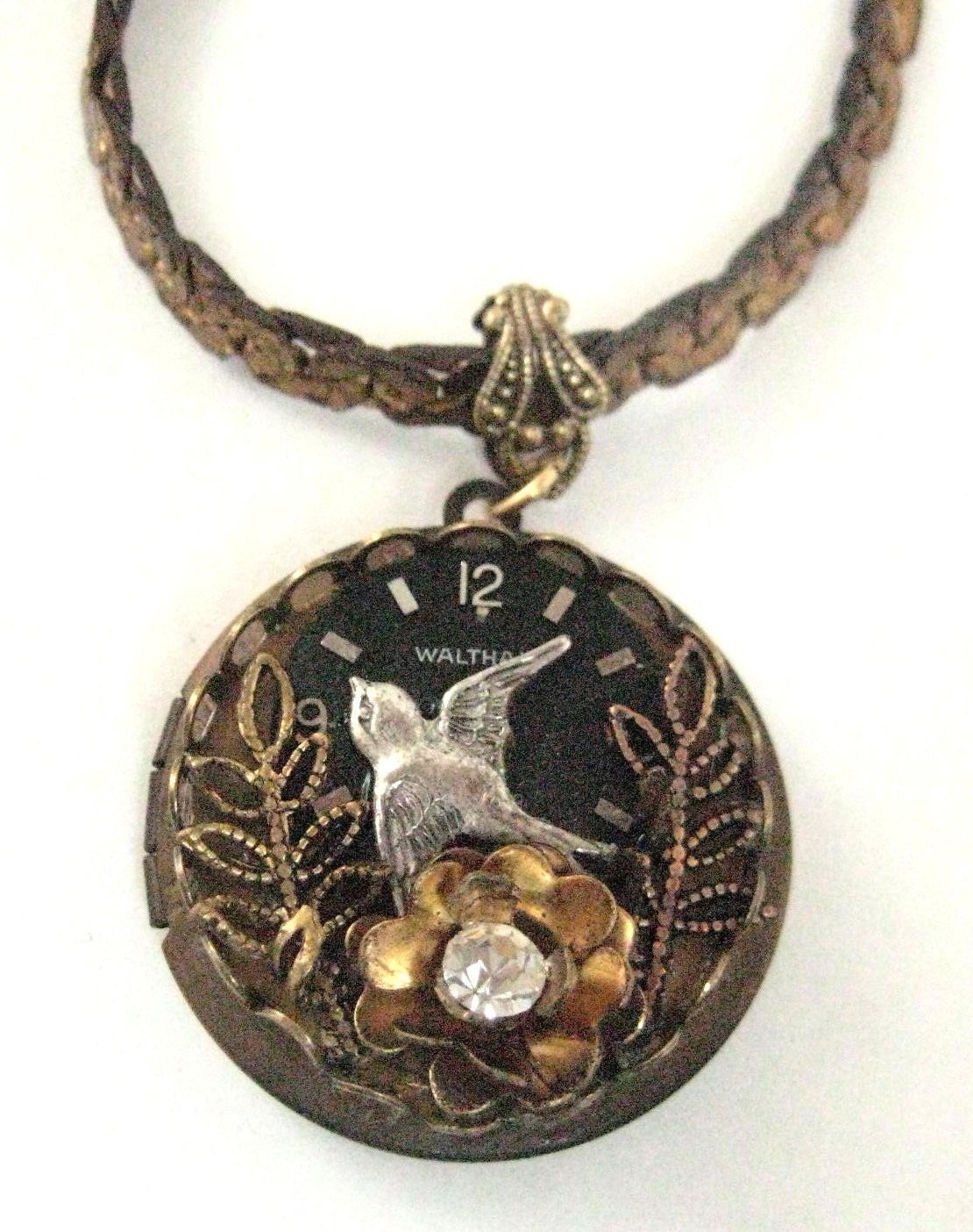 Sparrow Rose Locket ... Steampunk