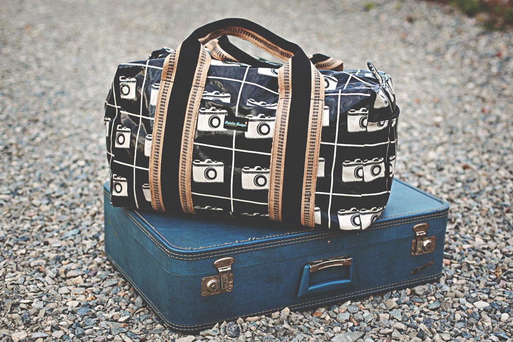 Laminated Echino Camera laminated duffle bag