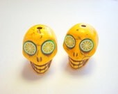 Lemon Lime Howlite Skull Dia De Los Muertos Beads