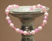 Pink Swarovski crystal and pearl bracelet