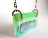 Copper Bubble. Glass Pendant Necklace.