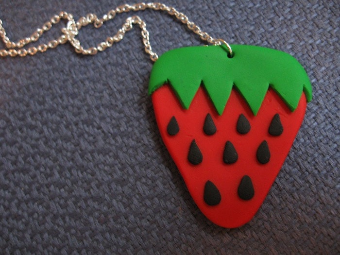 Polymer Clay Strawberry Necklace