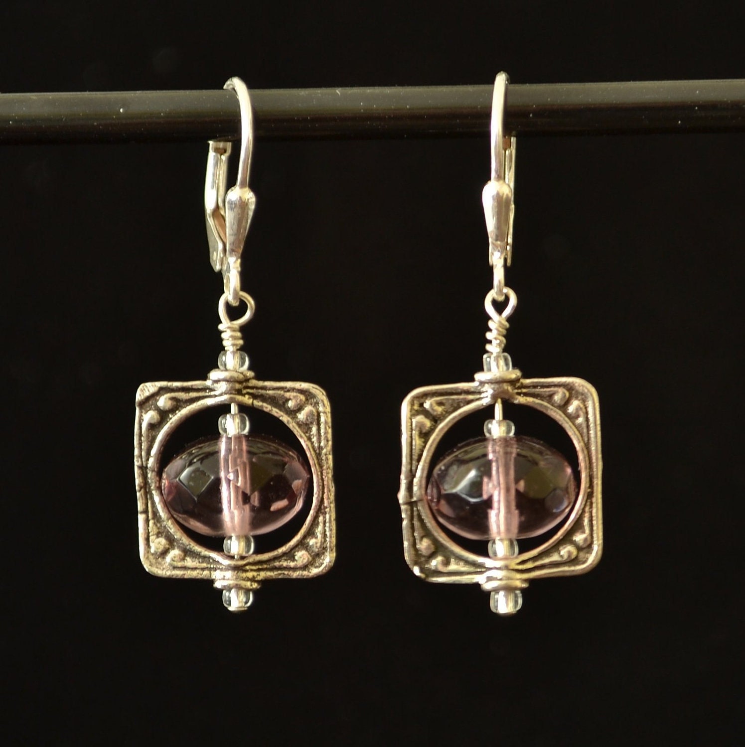 0104 Sterling Silver Bead Cage with Sterling Silver Leverback Earring Clasp