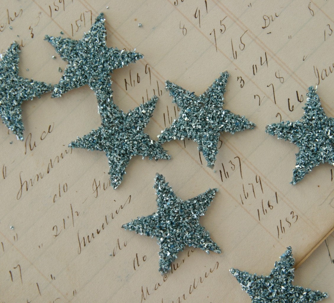 SIX Glass Glitter Stars  AQUA