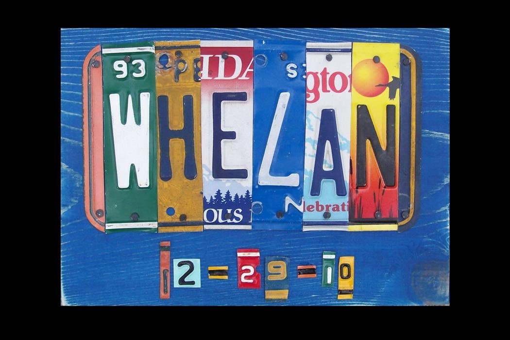 Child's Name Block Personalized - Anniversary - Nursery - Last Name - Wedding - Recycled Art Company - Vintage License Plate Sign Art