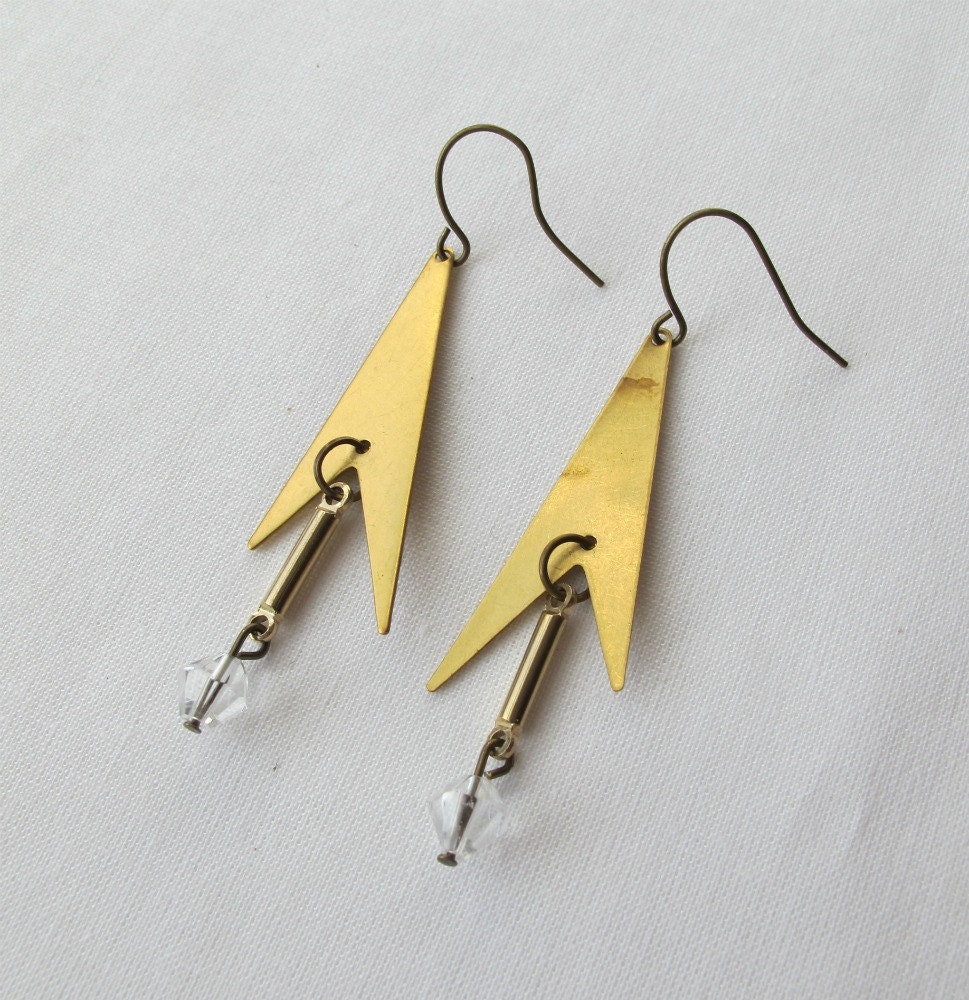 brass earrings with glass beads