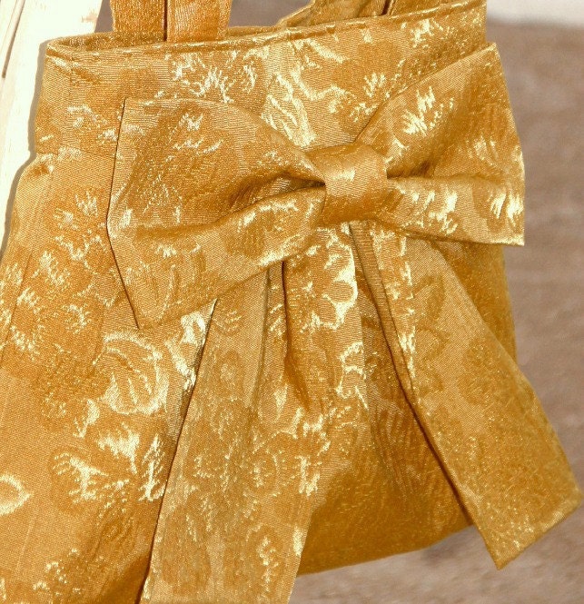 Deep Gold / Mustard Bow Bag / Purse with Double Handles