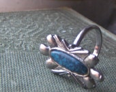Vintage Turquoise and Silver Tribal ring