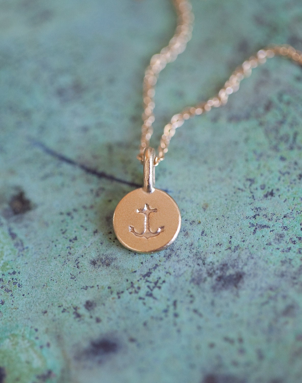 14k Gold Vermeil Tiny Anchor Necklace