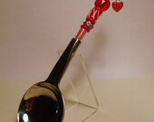 Red Beaded COFFEE Scoop  with a MOM CHARM  -  The Perfect Valentine Gift -