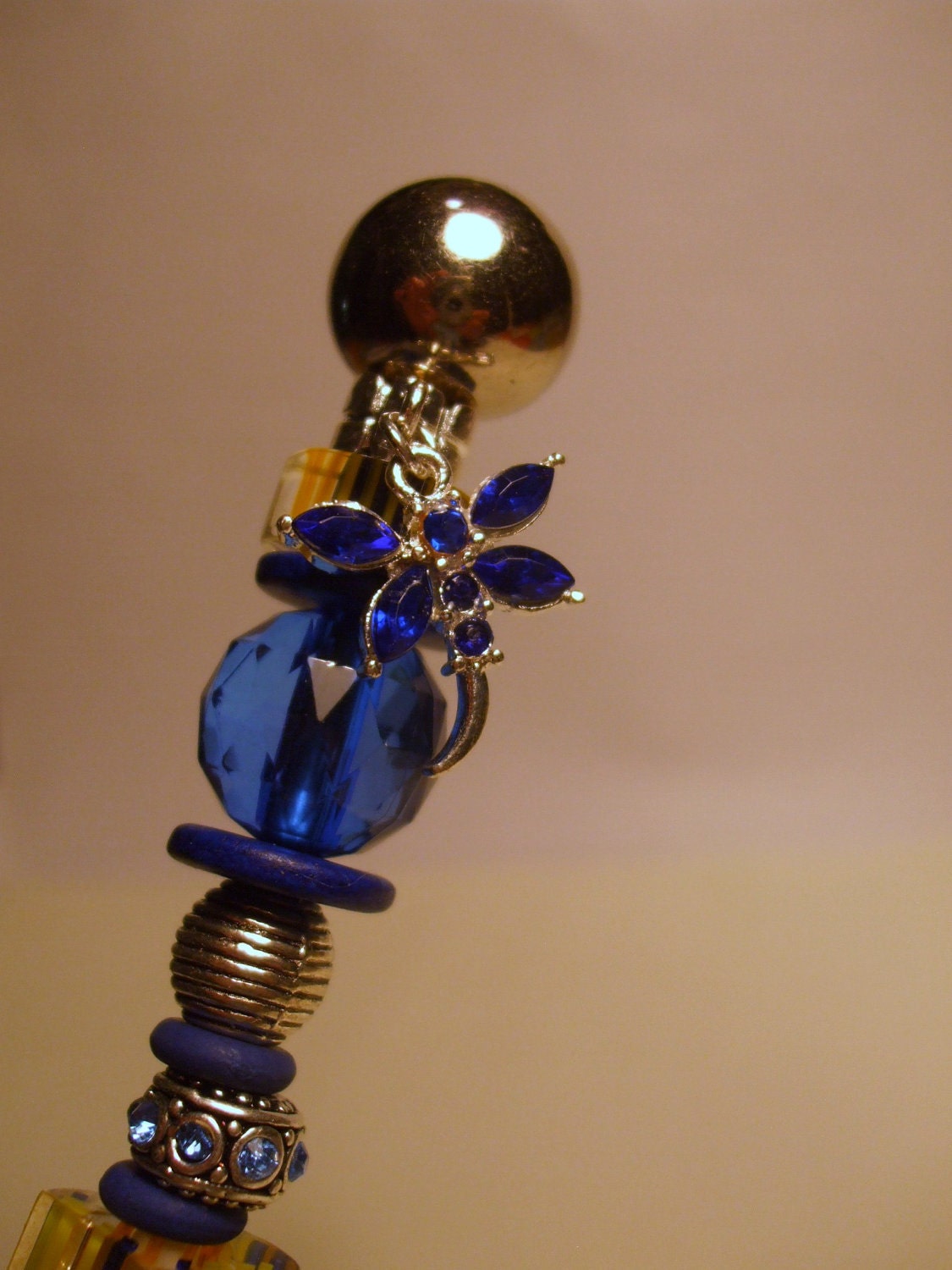 BEADED COFFEE SCOOP  or Serving Spoon with a cute Firefly Charm  -  Handcrafted -  free shipping