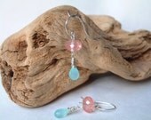 Silver earrings-Chalcedony briolette dangle, strawberry quartz- gift under 30- Free Shipping Etsy
