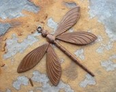 1 Trinity Brass Victorian Dragonfly Pendant Trinity Vintage Patina 64mm x 51mm -  LOW SHIPPING