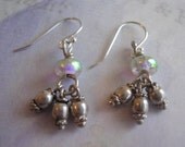 Rainbow Dichroic and Silver Drop Earrings