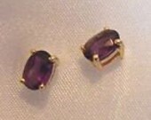9ct 9k Gold Amethyst Stud Earrings