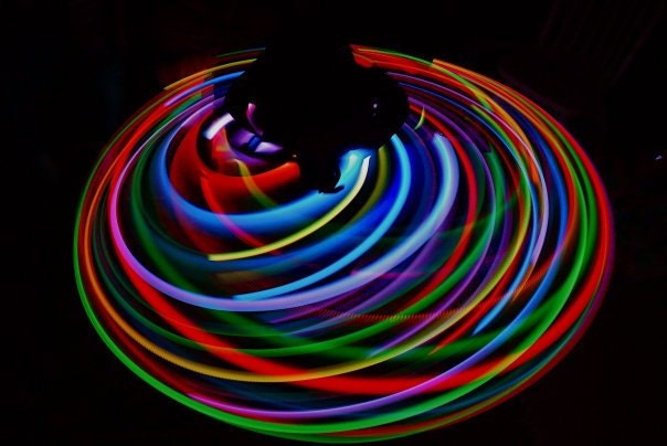 GLOworm AA-battery Infinity Collapsable LED hula hoop- 18 slow/fast rainbow/custom colors- made to order