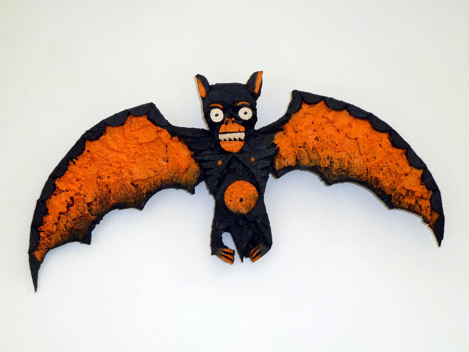 Halloween Folk Art Cork Carving - Hallowe'en Tyme Bat 6