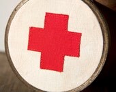 Classic Red Cross Wall Hanging in Hoop - Red