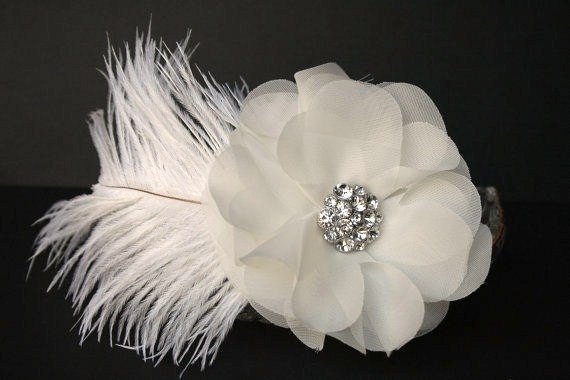 Feather Flower Hair Crown Fascinator Headband