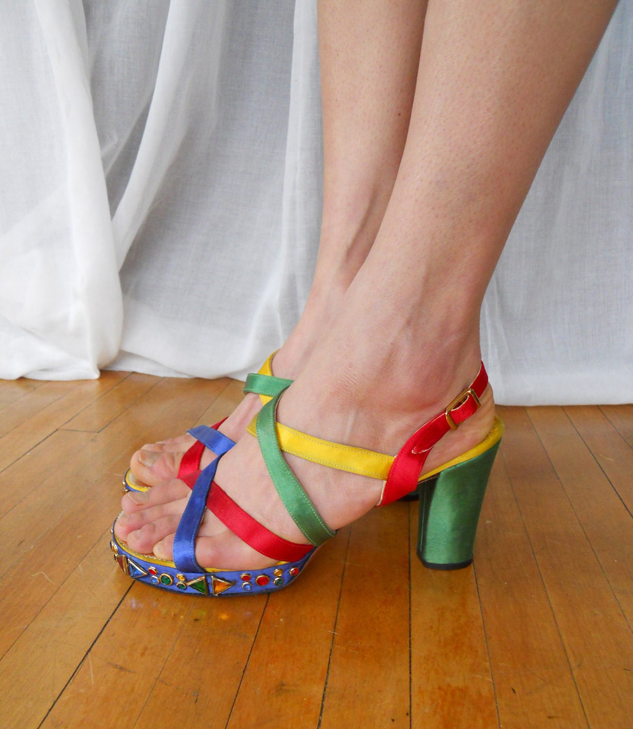 Shoes at the Grand Hotel Satin Bedazzled Platforms