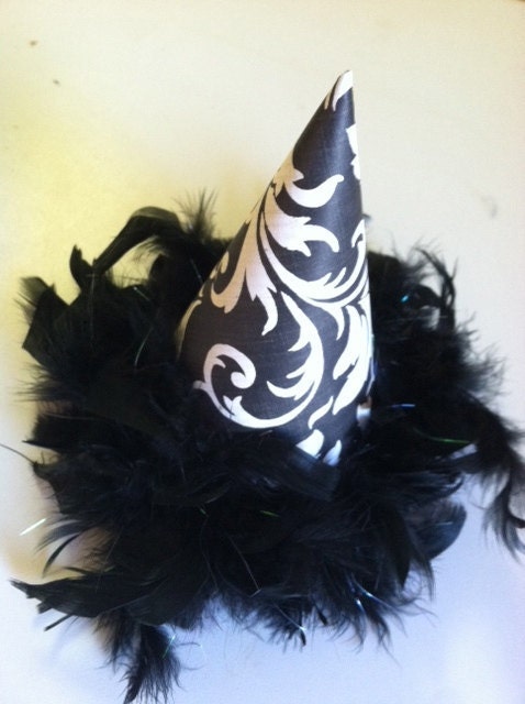 Black Damask New Year Party Hat