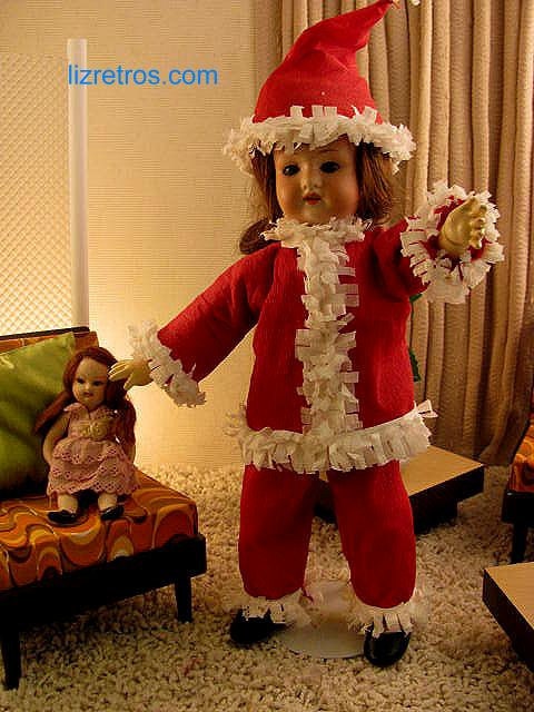 Crepe Paper Santa Suit for Bleuette and pals By RETROS FREE shipping in US