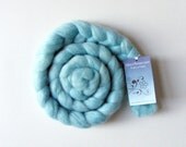 Hand Dyed Romney Wool Top--Robin's Egg