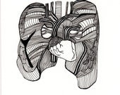 WINGS (art print) patterned anatomical heart and lungs - bluebicicletta