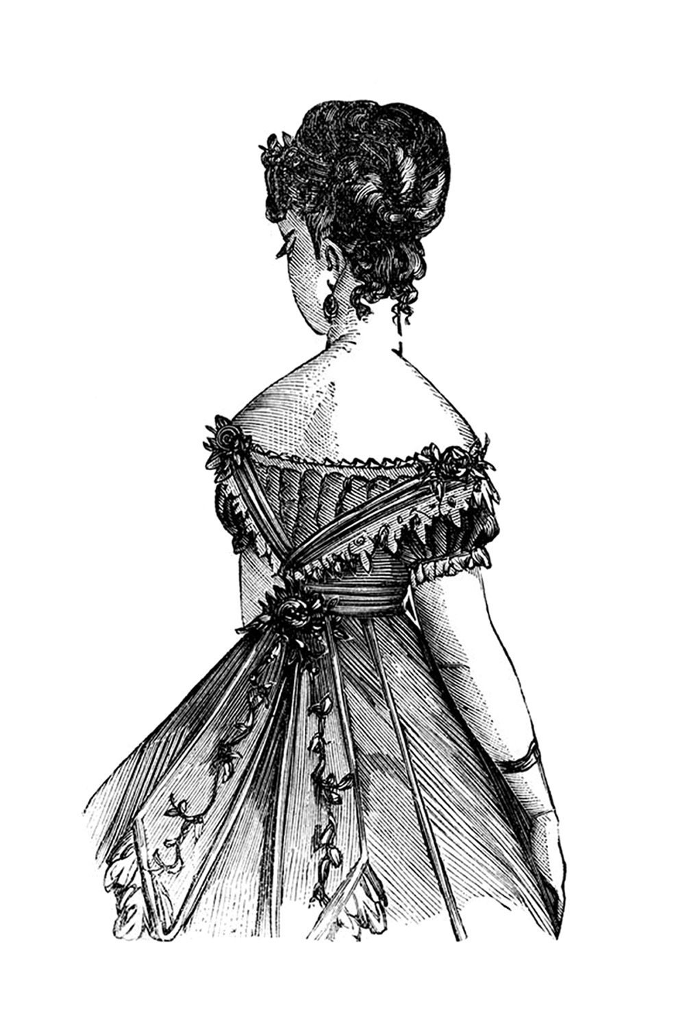 Victorian Fashion Dress Vintage Illustration Reproduction 5 x 7 Digital Print