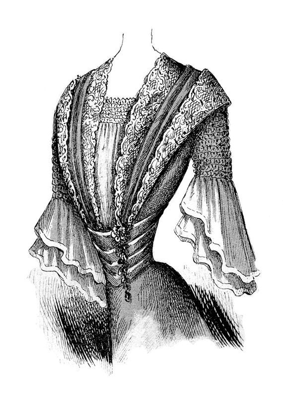 Victorian Fashion Dress Vintage Illustration Reproduction 5 x 7 Digital Print