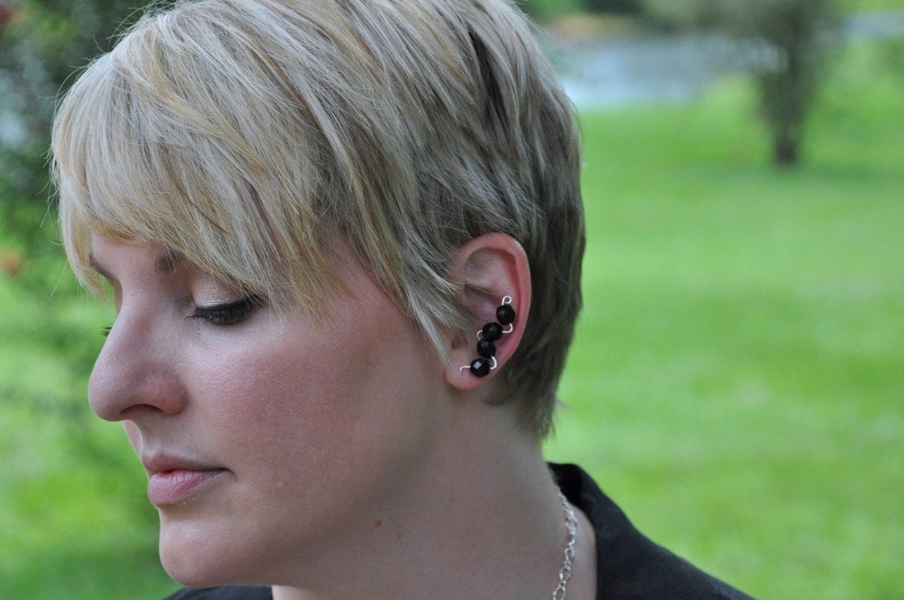 Bold Black Ear Pins Vines