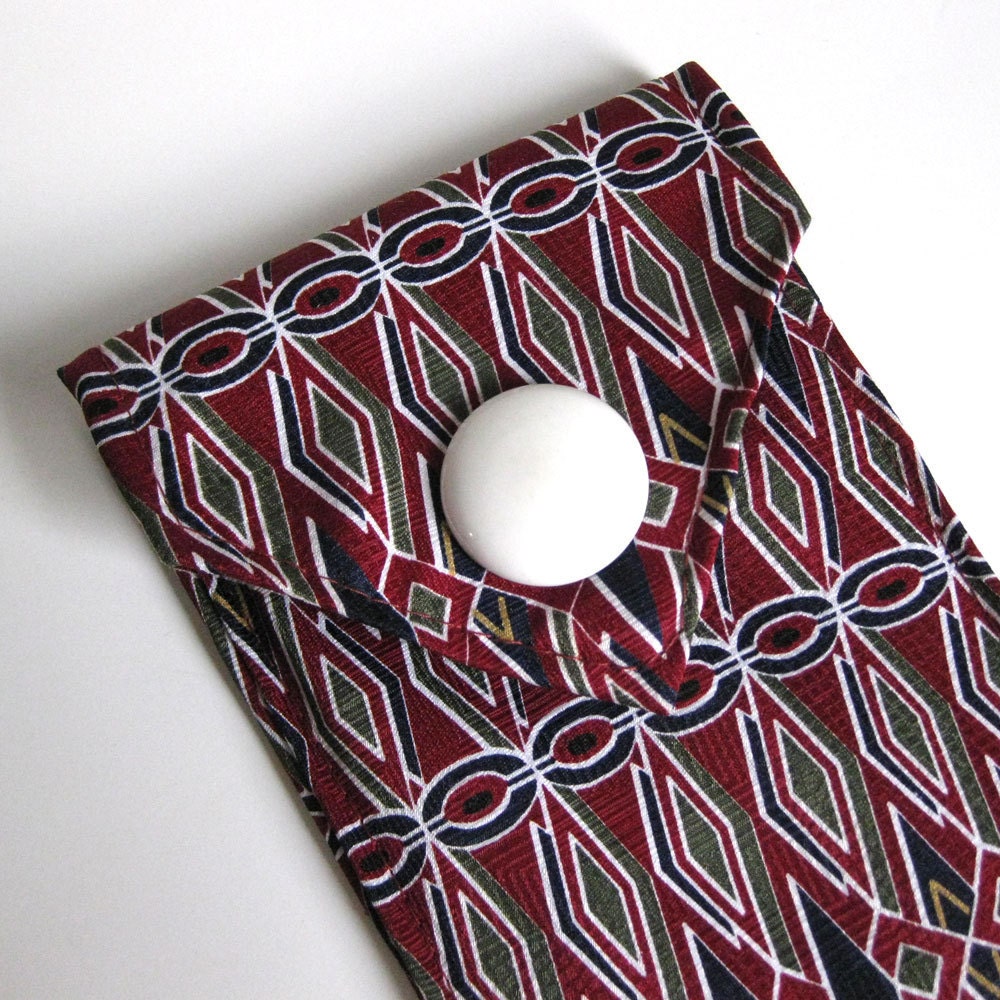 PHONE CASE recycled red graphic print tie by Lynn Minney Designs