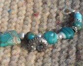 Turquoise & Glass Beaded Bracelet with Nautilus Dangles