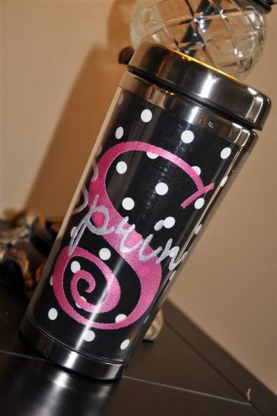 Personalized Embroidered Coffee Mug Travel Beverage Tumbler Stainless Steel LAYERED