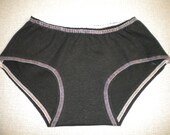 Bootyhhuggers Hemp panties in black with red and grey contrast stitching in sizes XS, S, M, L, XL and XXL