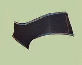 Bootyhuggers Hemp panties in black with rainbow pastel varigated contrast stitching in sizes Xxs, Xs, S, M, L, Xl and Xxl
