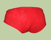 Bootyhuggers Hemp panties in red with black contrast stitching in sizes Xxs and Xs